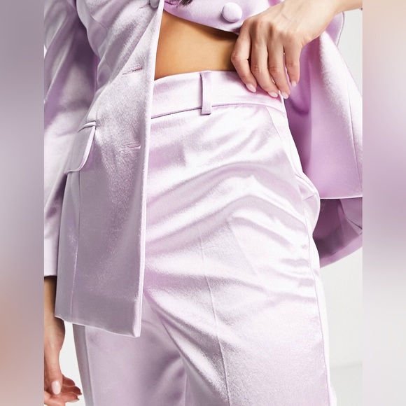 ASOS coord set lilac lavender purple off shoulder button blazer & matching pants - Picture 7 of 7